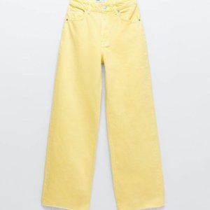 Zara wide leg yellow jeans size 8